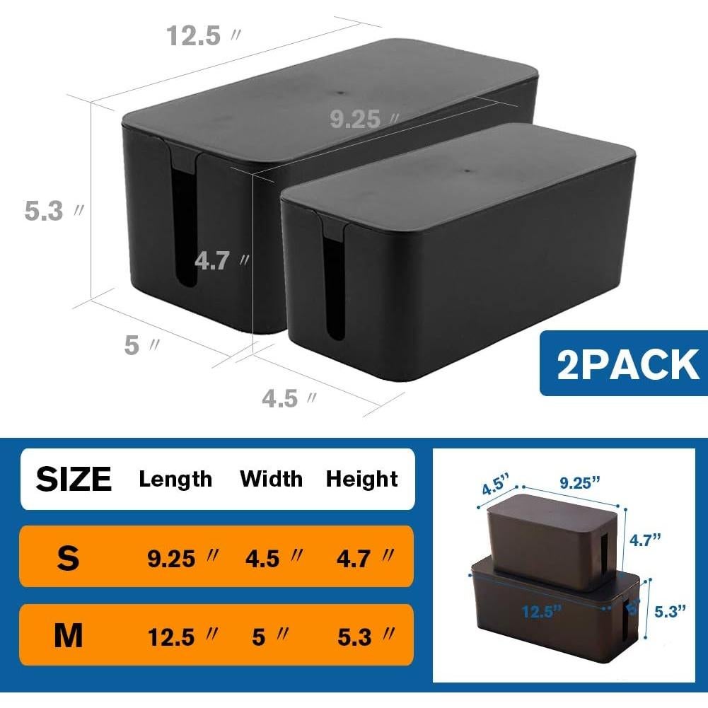 Caja de Gestión de Cables ShellKingdom CB100, 2 Conjuntos, Negro