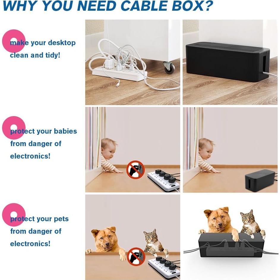 Caja de Gestión de Cables ShellKingdom CB100, 2 Conjuntos, Negro