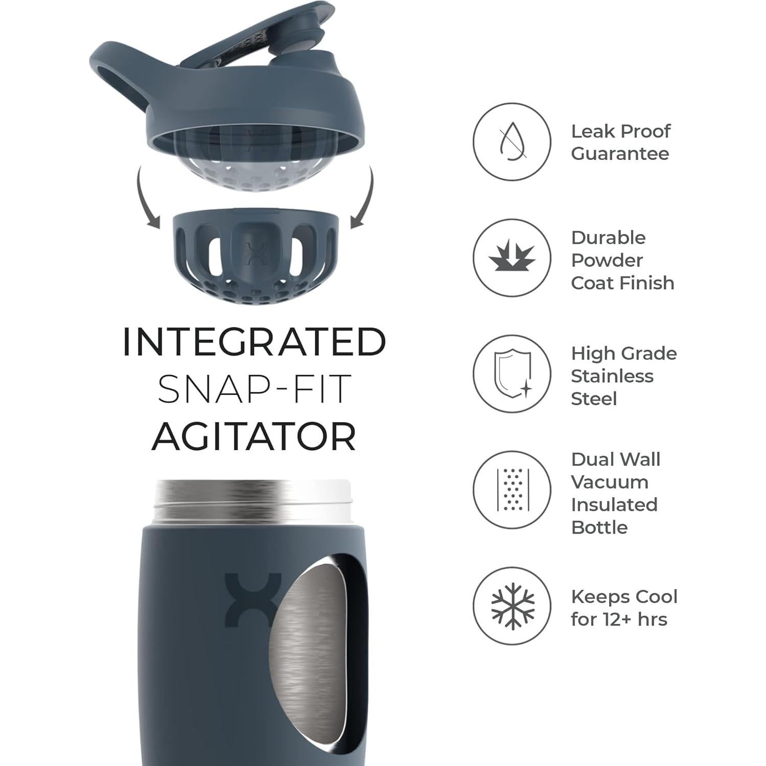 Botella Mezcladora Promixx Pursuit 550ml Acero Inoxidable Coral