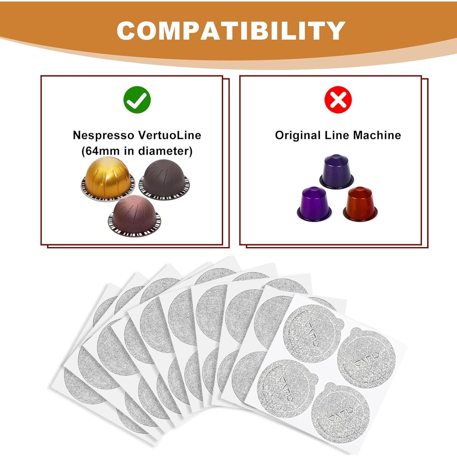 Sellos de Aluminio Reutilizables Cafly 120 Pcs 62mm para Nespresso