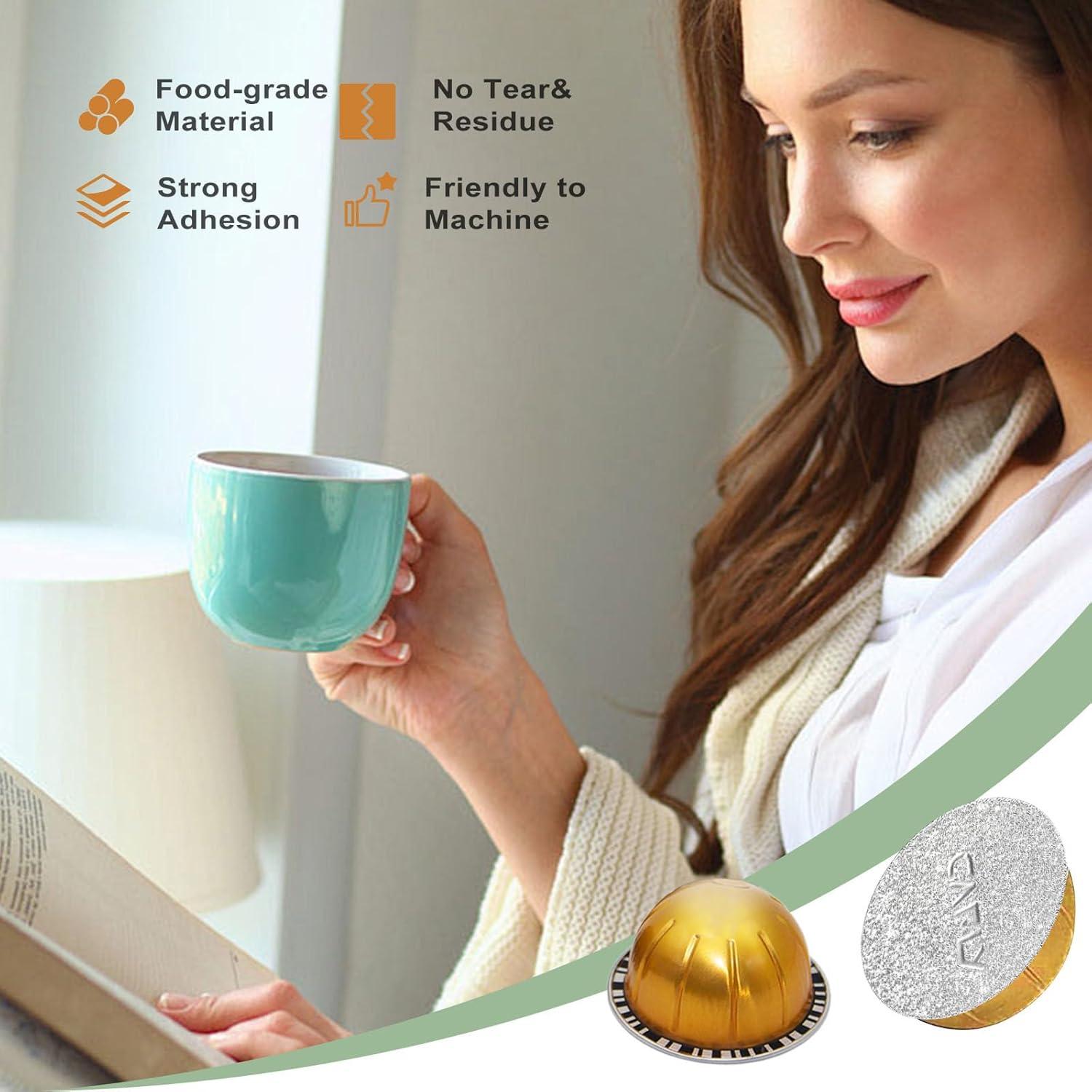 Sellos de Aluminio Reutilizables Cafly 120 Pcs 62mm para Nespresso