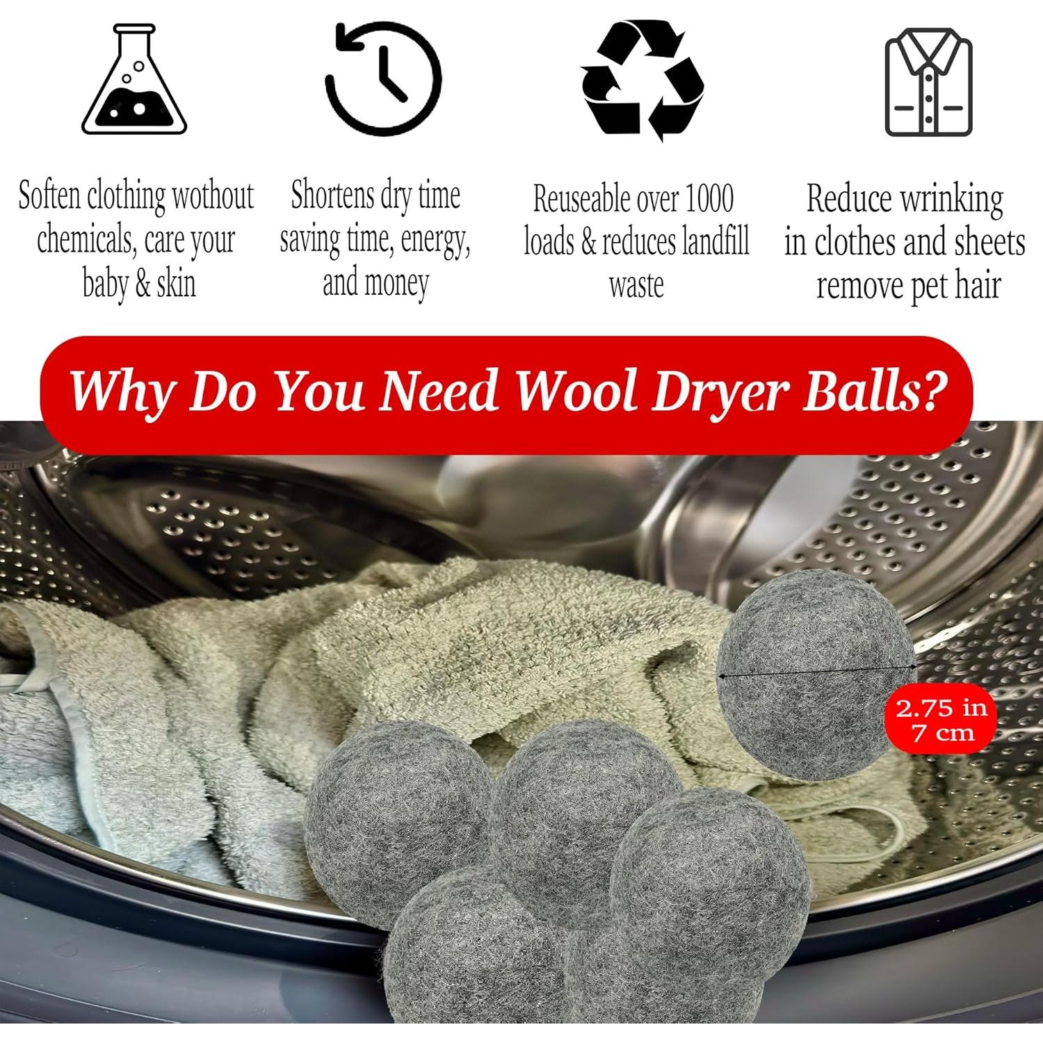 Bolas de Secado de Lana Reutilizables 6 Pcs - Antiestáticas