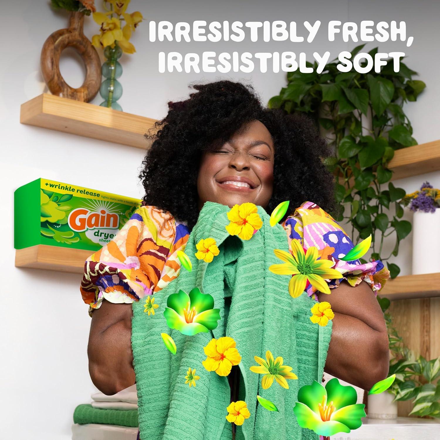 Hojas para Secadora Gain 105 Unidades - Aroma Original y Suavidad