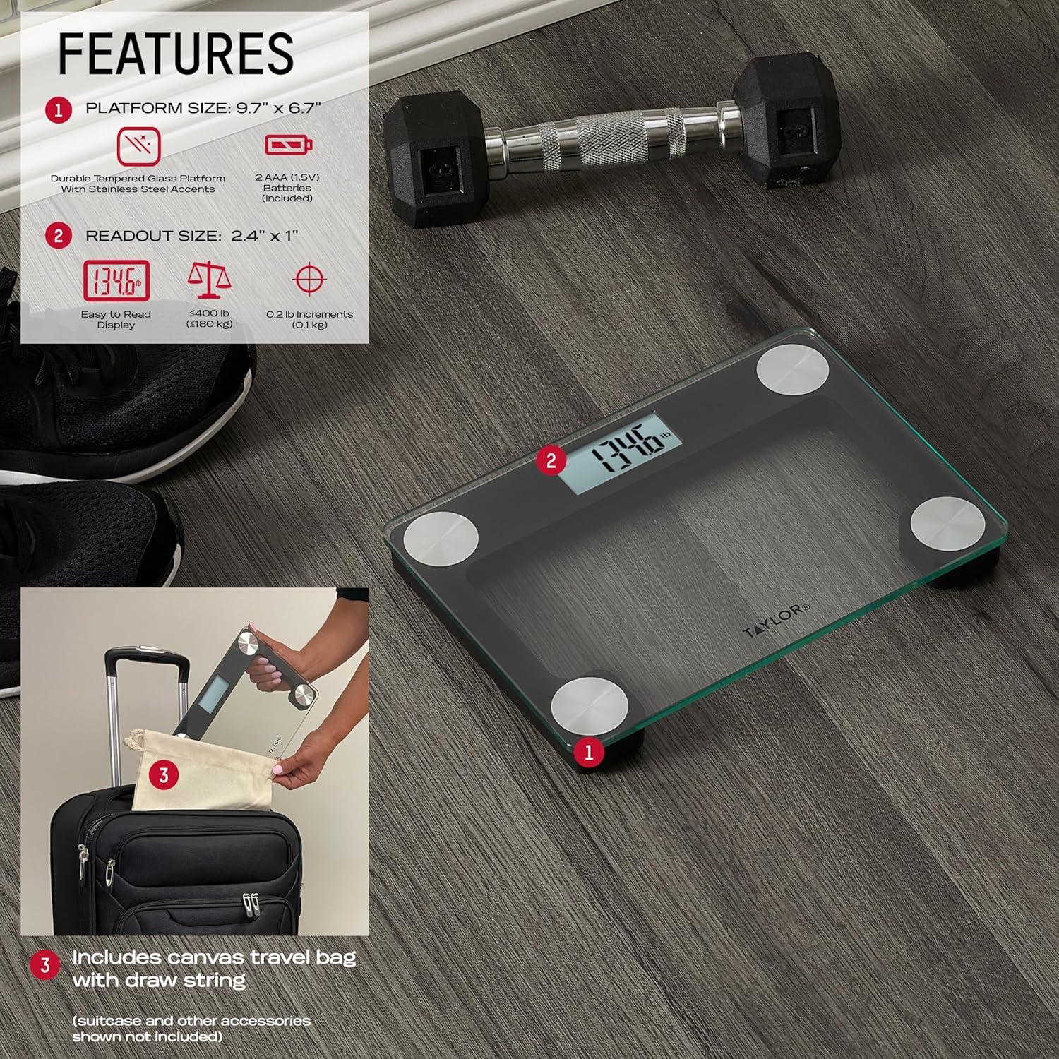 Báscula Digital Compacta Taylor 181 kg con Tote de Viaje