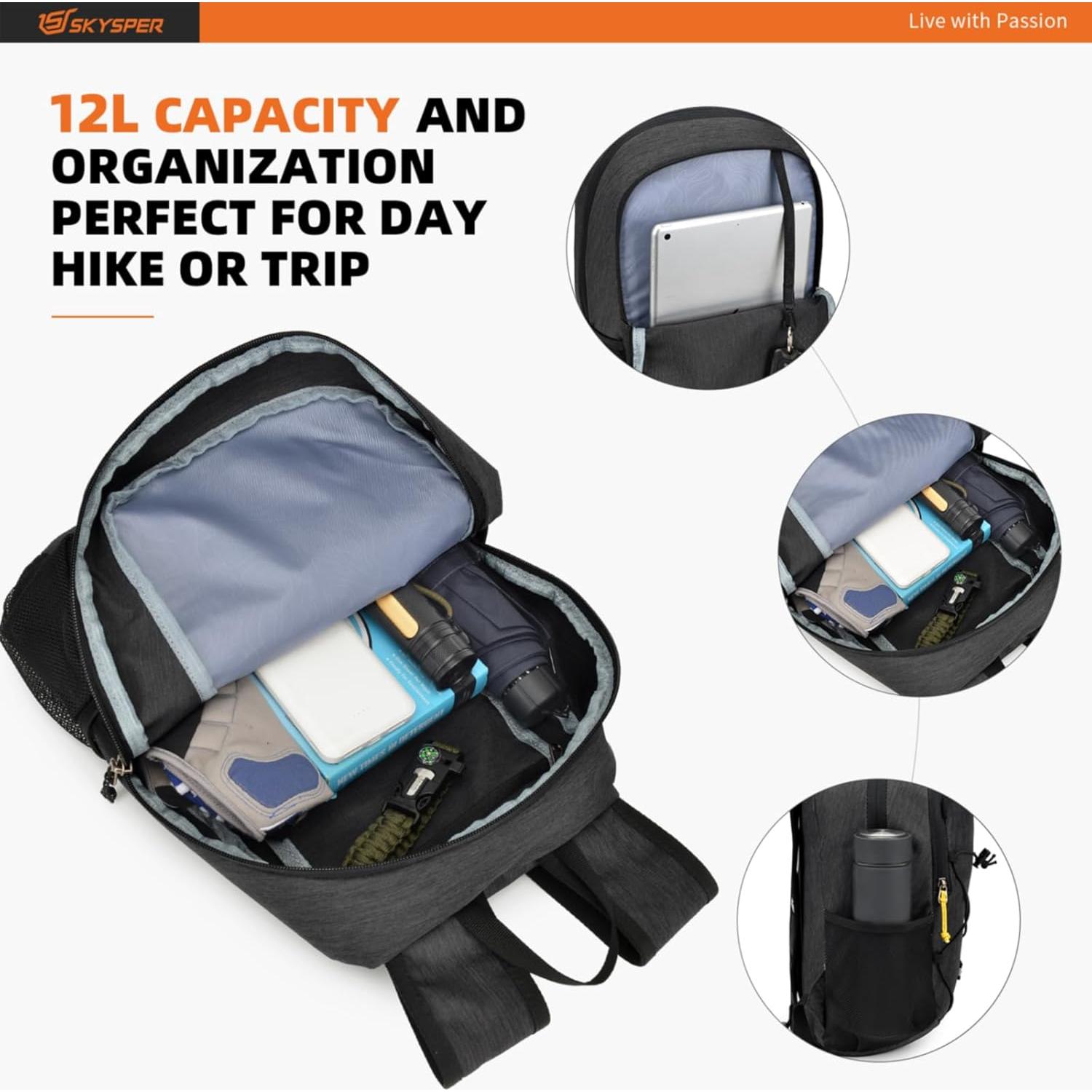 Mochila de Senderismo Plegable SKYSPER 12L Ligera Unisex