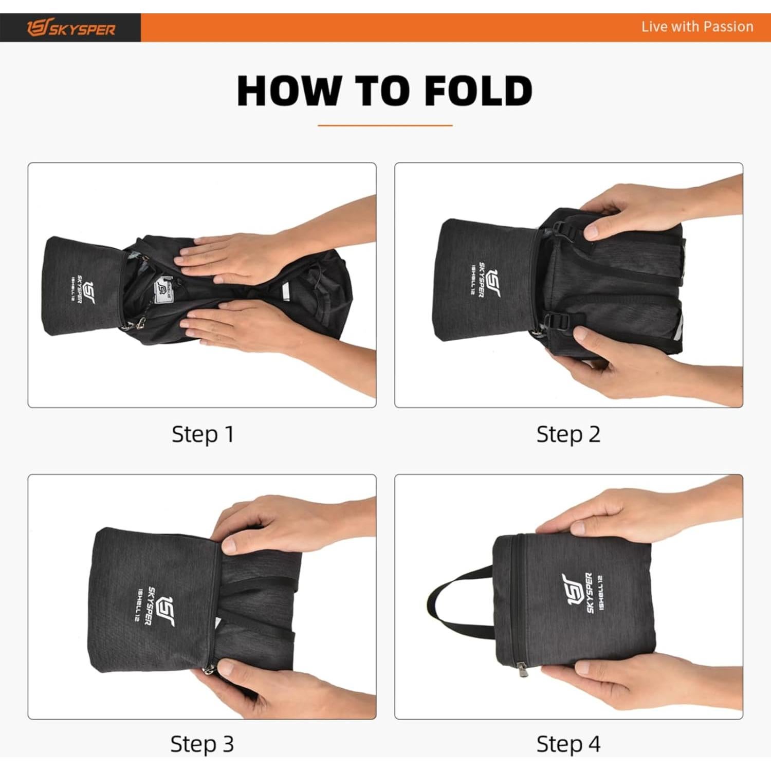 Mochila de Senderismo Plegable SKYSPER 12L Ligera Unisex