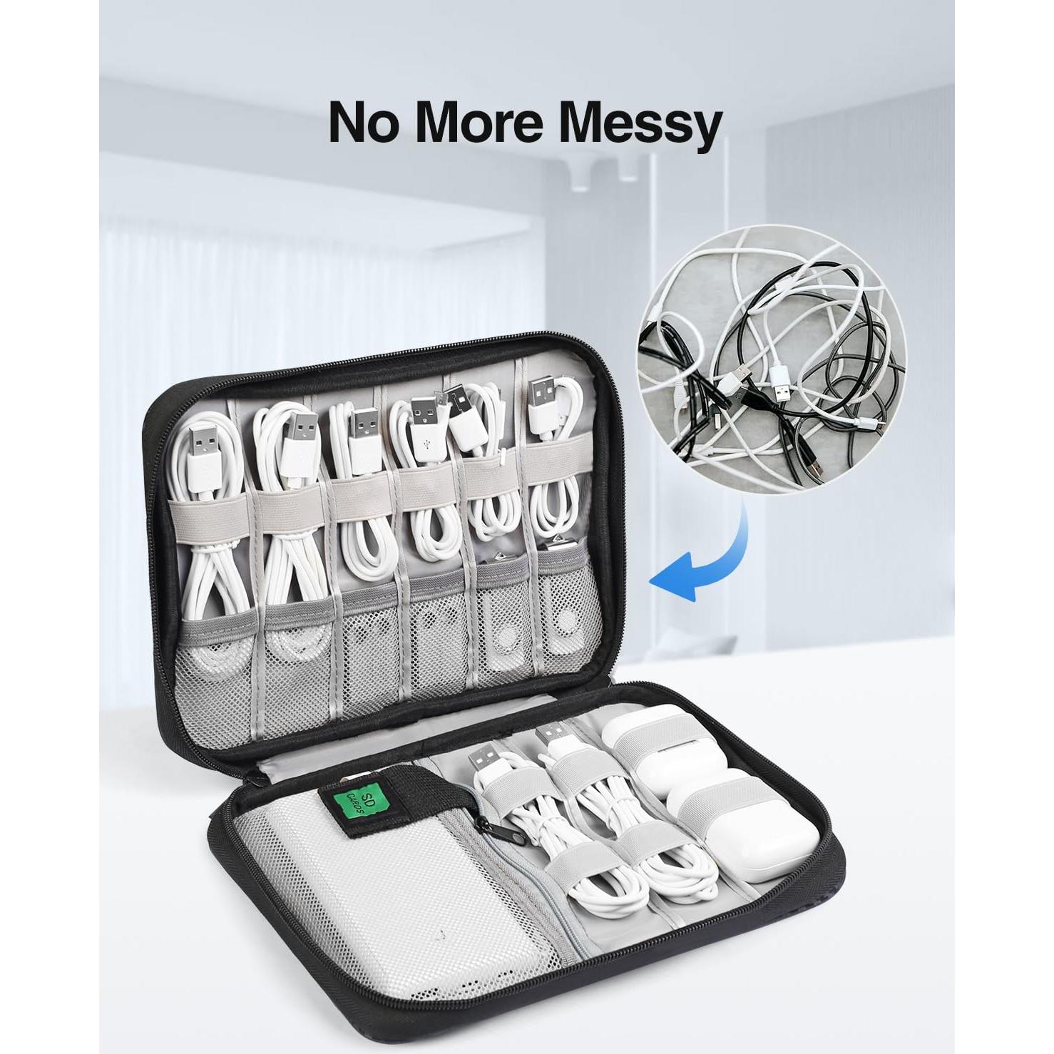 Organizador de Cables Luxtude Negro Compacto con Cremallera