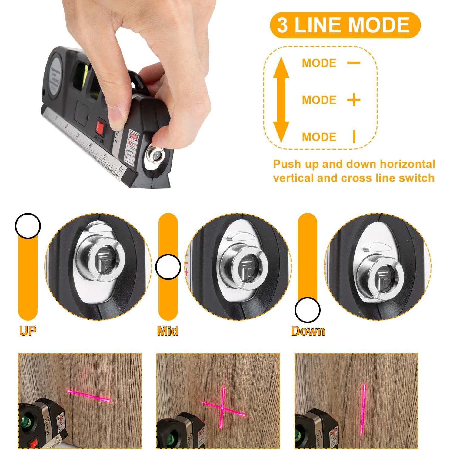 Nivel Láser Multifuncional QPEUIM con Cinta Métrica 243,84 cm