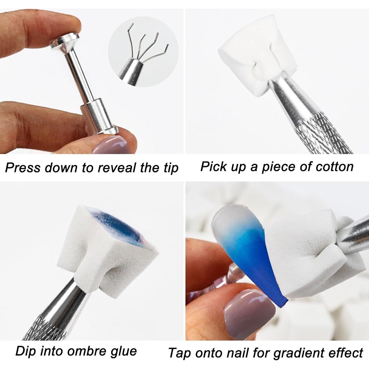 Kit de 100 Esponjas para Arte de Uñas Ombre QZRUO - Mini Esponjas de 1 cm