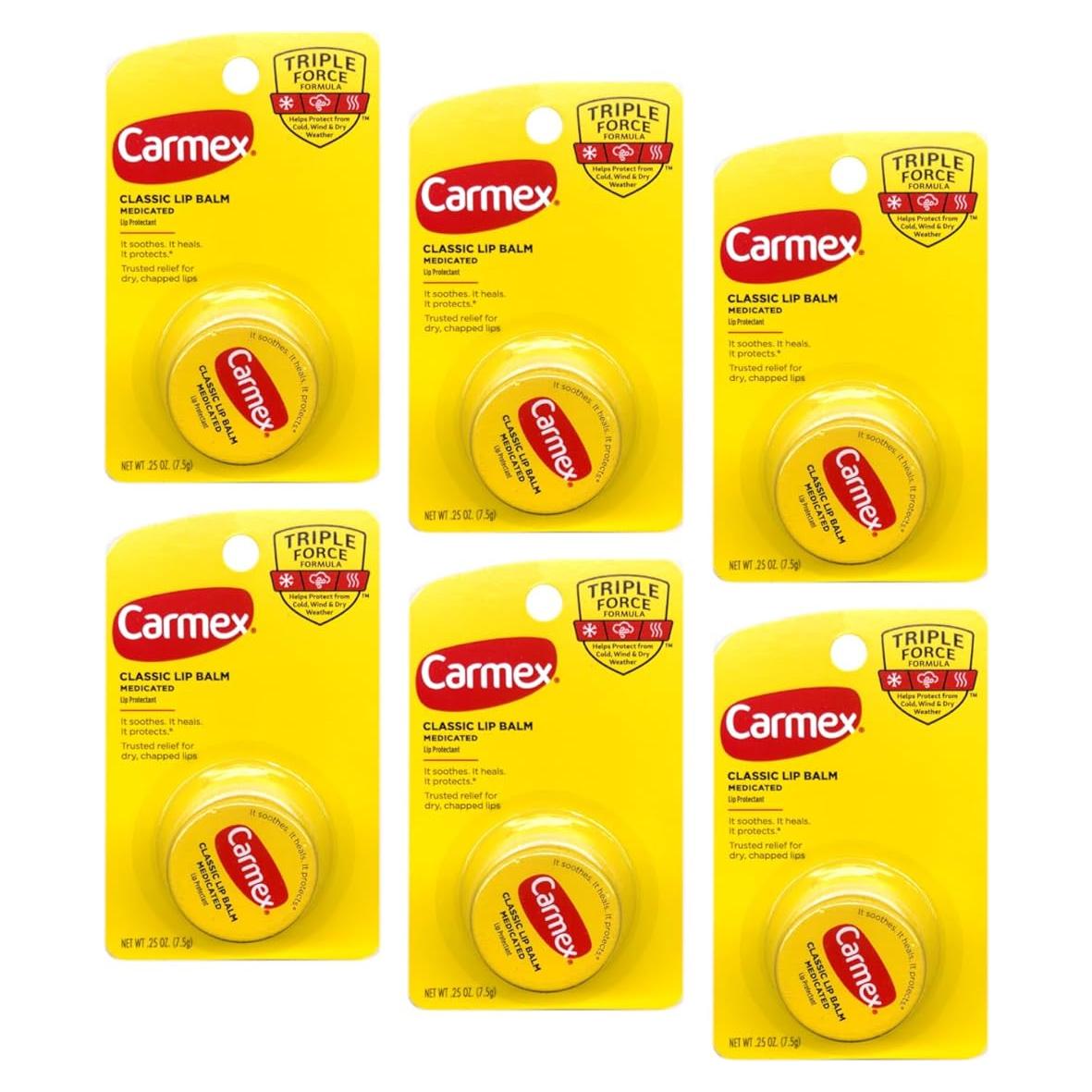 Bálsamo Labial Medicado Carmex Clásico 7 g (Paquete de 6)