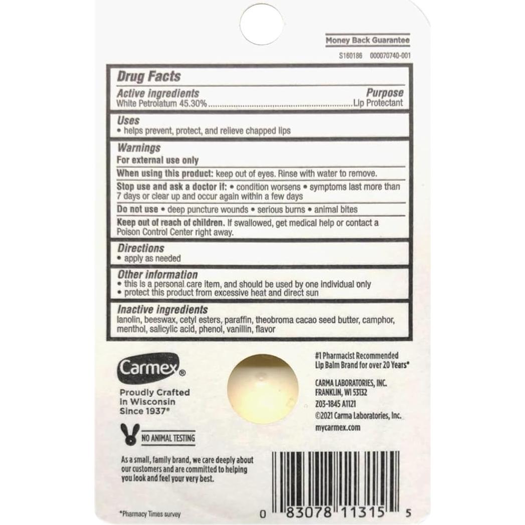 Bálsamo Labial Medicado Carmex Clásico 7 g (Paquete de 6)