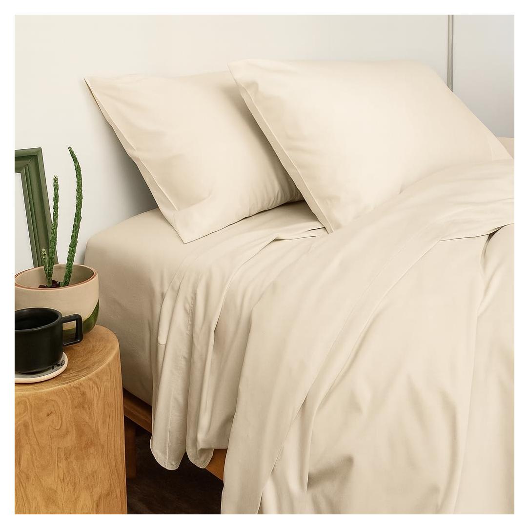 Juego de Sábanas Individual Peru Pima 3 Piezas 100% Algodón Marfil