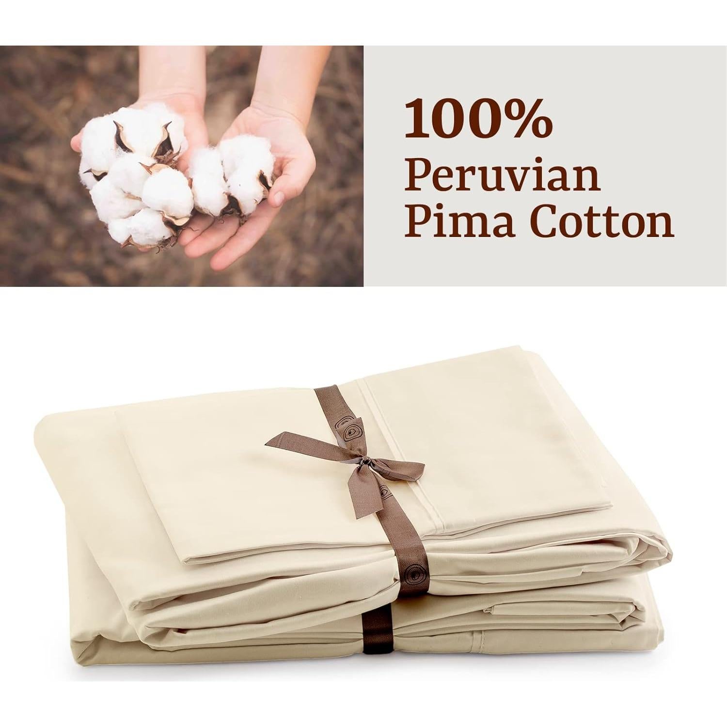 Juego de Sábanas Individual Peru Pima 3 Piezas 100% Algodón Marfil