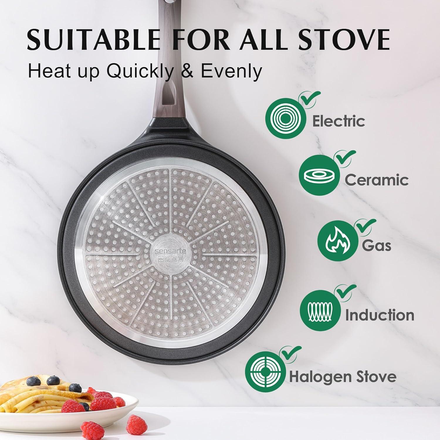 Sartén para Crepas SENSARTE 10" Antiadherente Granito Negro