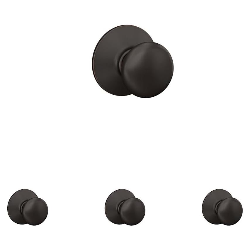 Pomos de Puerta Schlage F10 Plymouth Bronce Envejecido Paquete de 4