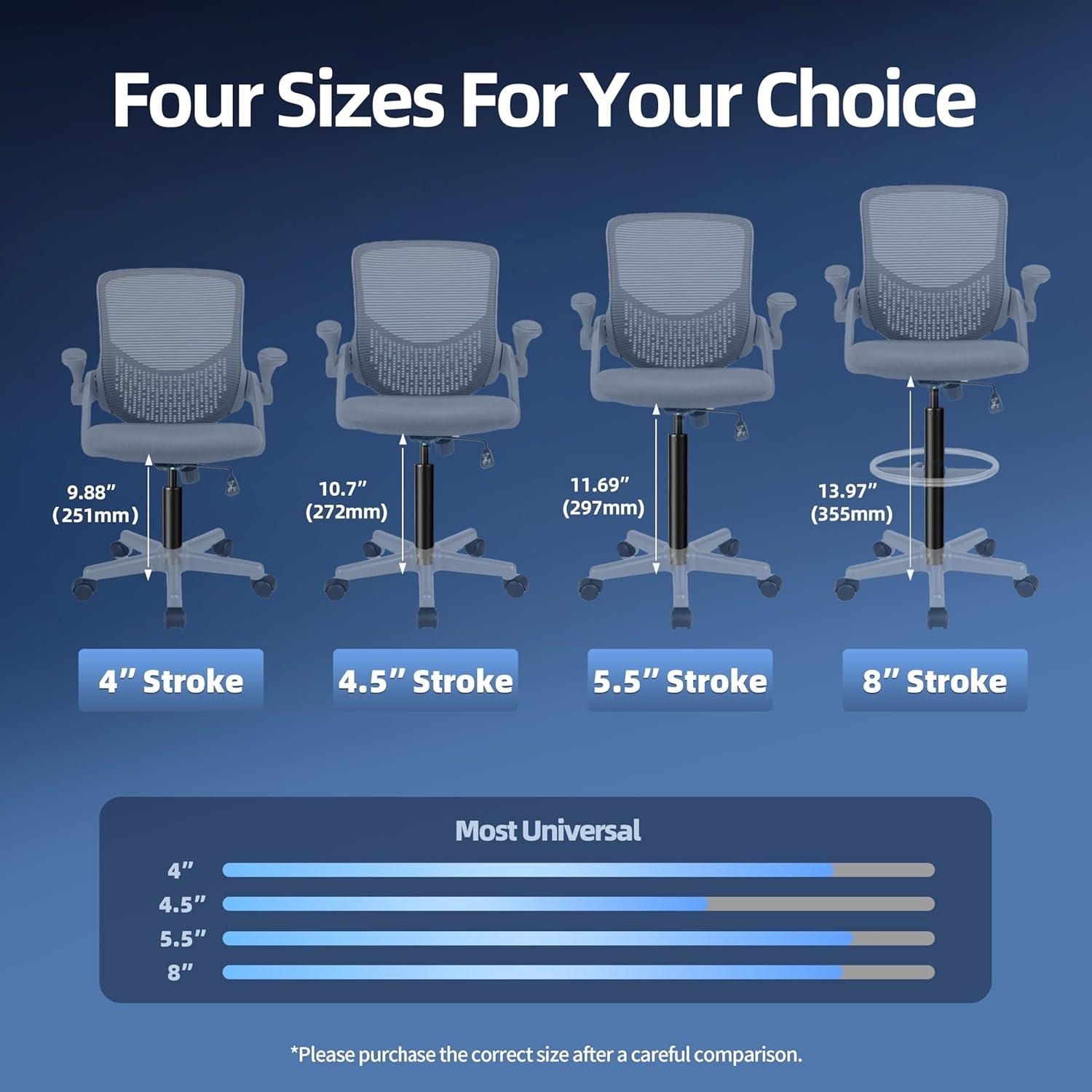 Cilindro de Gas MASTERY MART para Silla de Oficina 4" Negro