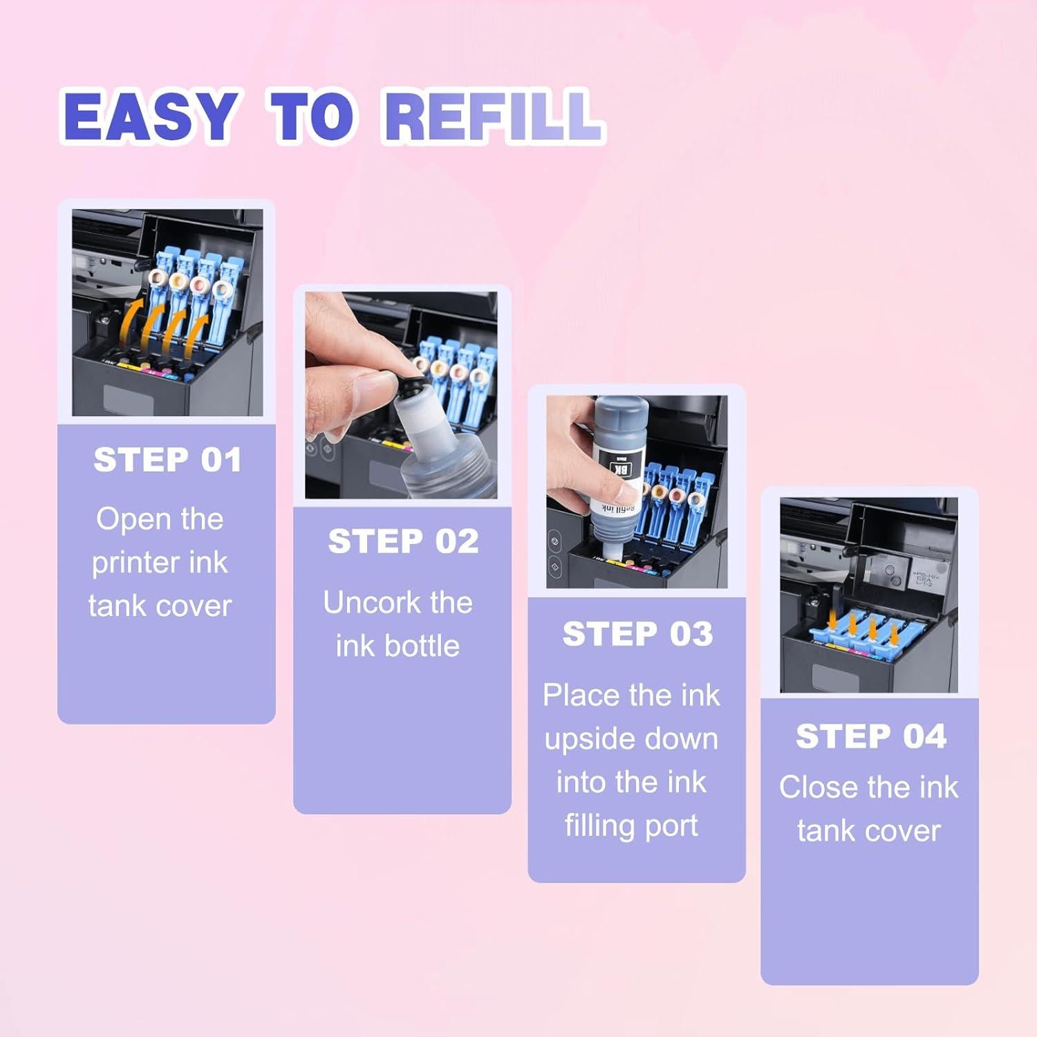 Botellas de Recarga de Tinta 502 JoyPrinting - 464ml (5 Piezas)