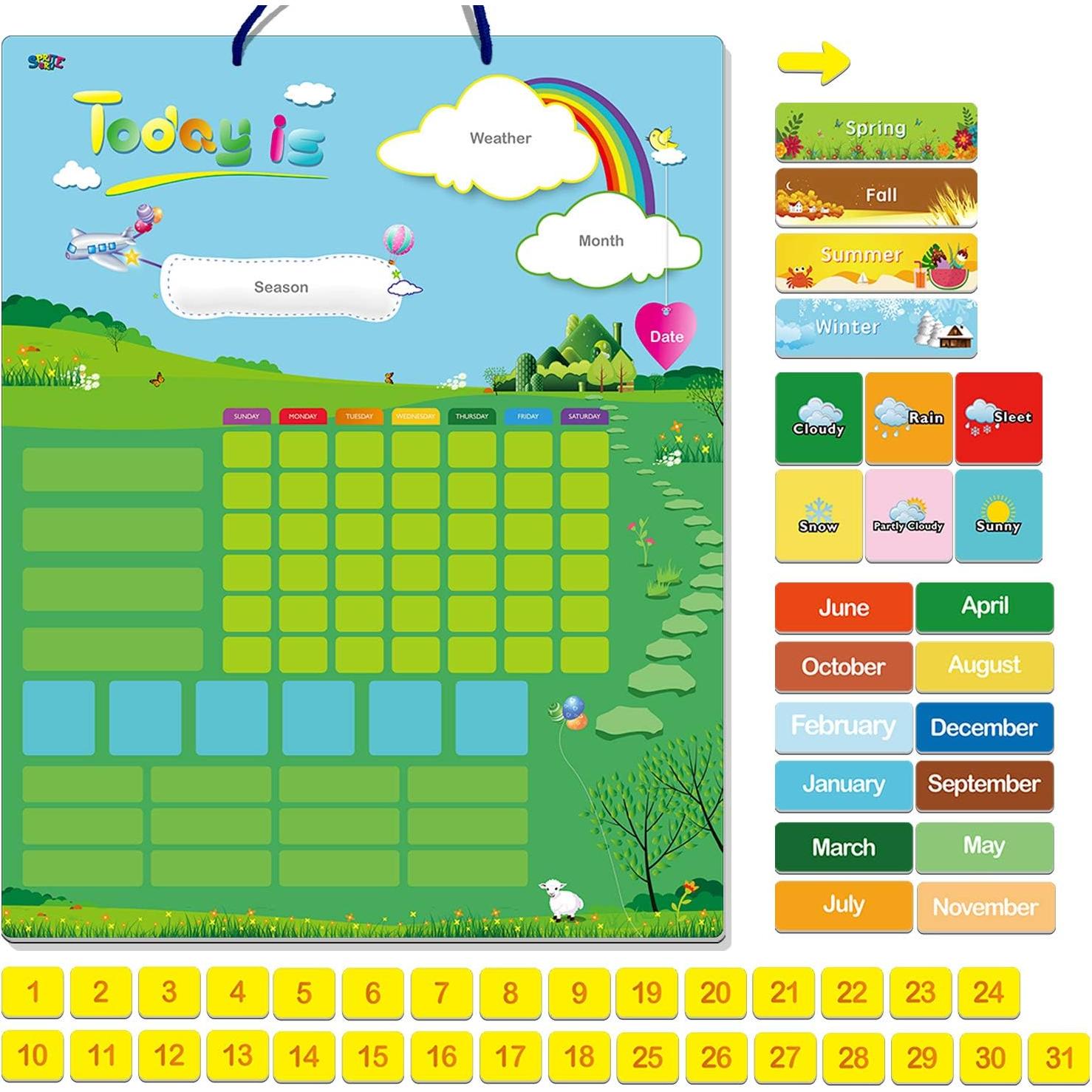 Calendario Magnético de Aprendizaje SpriteGru 55 PCS 38x30.5 cm