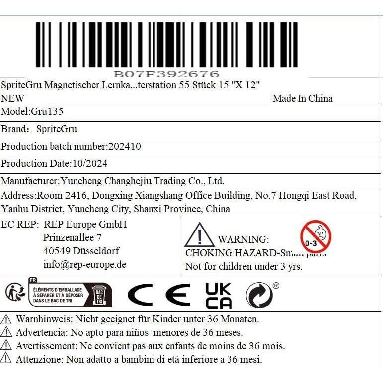 Calendario Magnético de Aprendizaje SpriteGru 55 PCS 38x30.5 cm