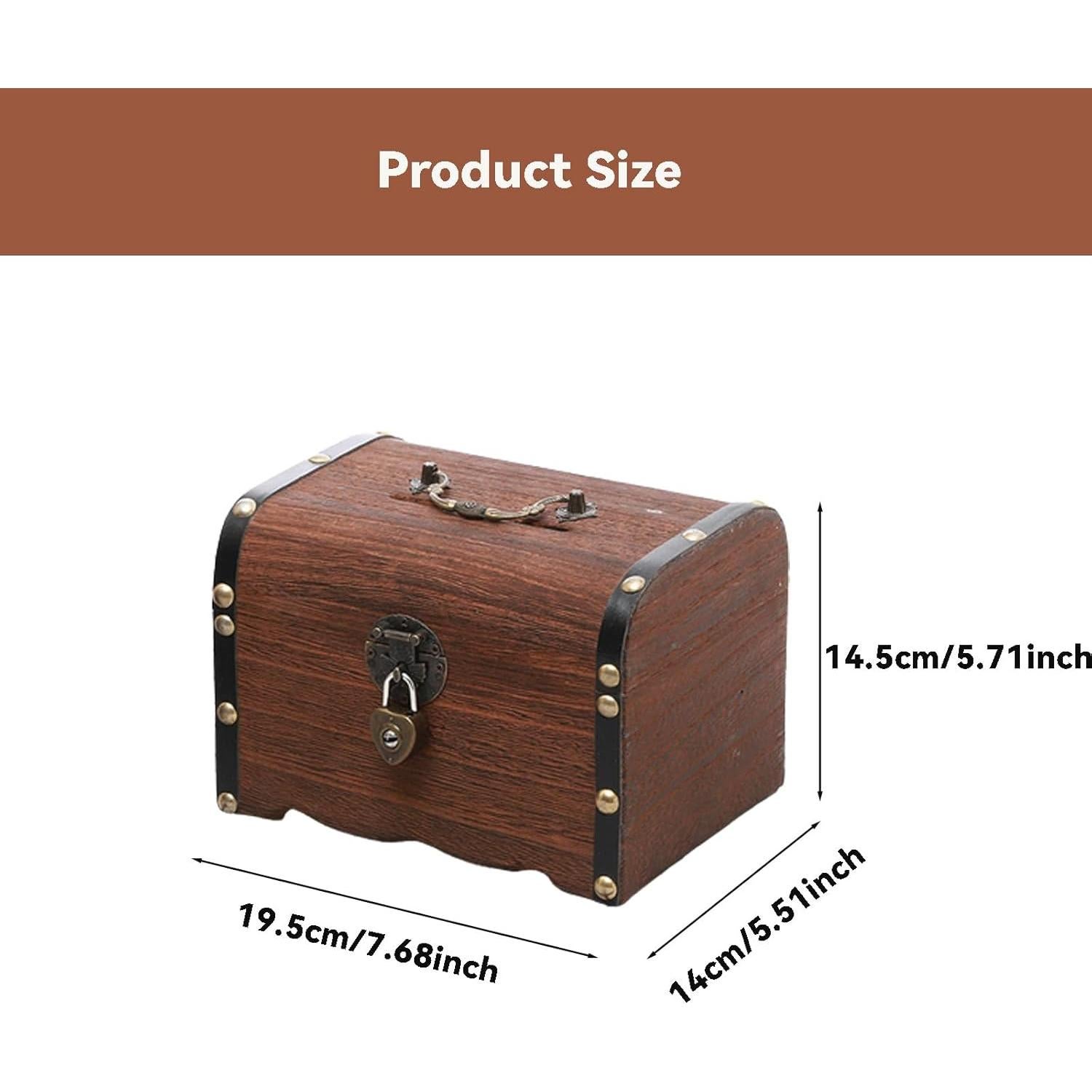 Alcancía de Madera Vintage Ragyzity con Cerradura Grande