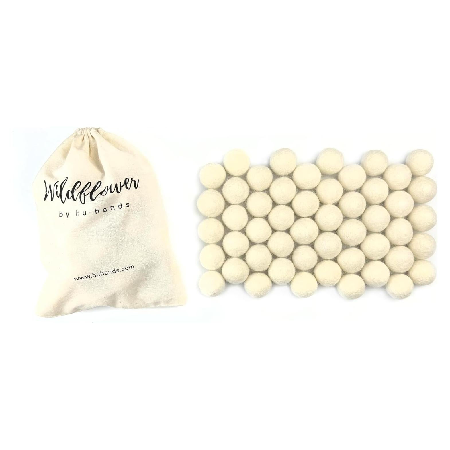 Pompones de Fieltro Natural Blancos 50 unidades - Flor Silvestre