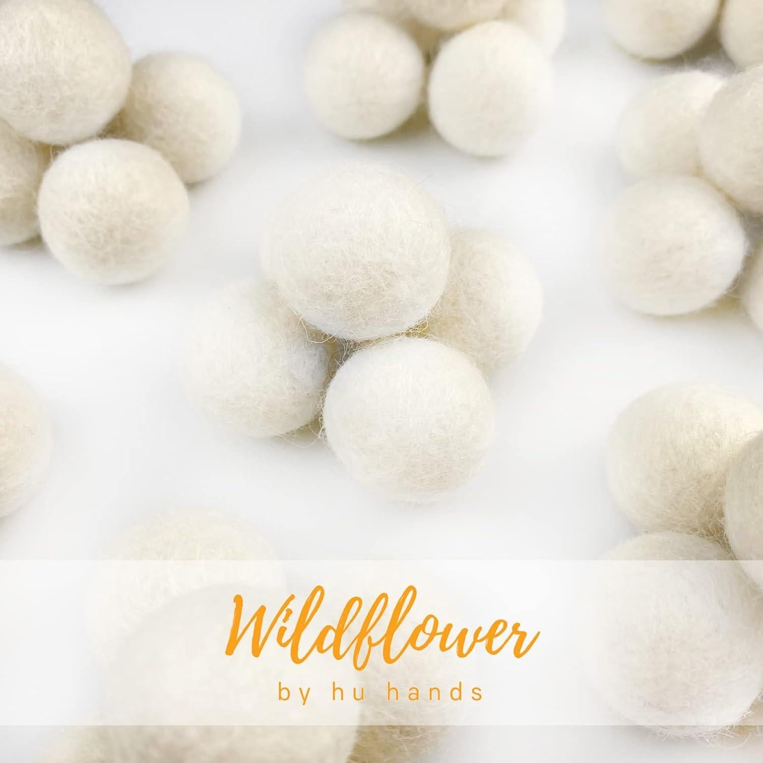 Pompones de Fieltro Natural Blancos 50 unidades - Flor Silvestre