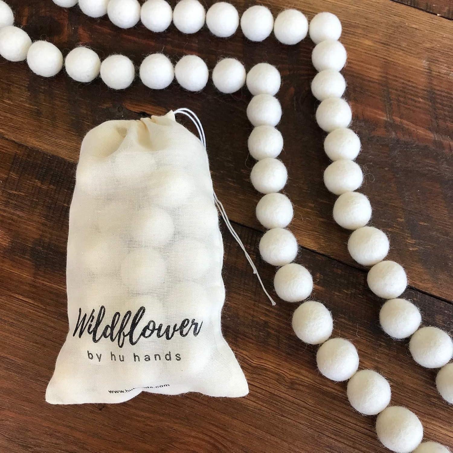 Pompones de Fieltro Natural Blancos 50 unidades - Flor Silvestre