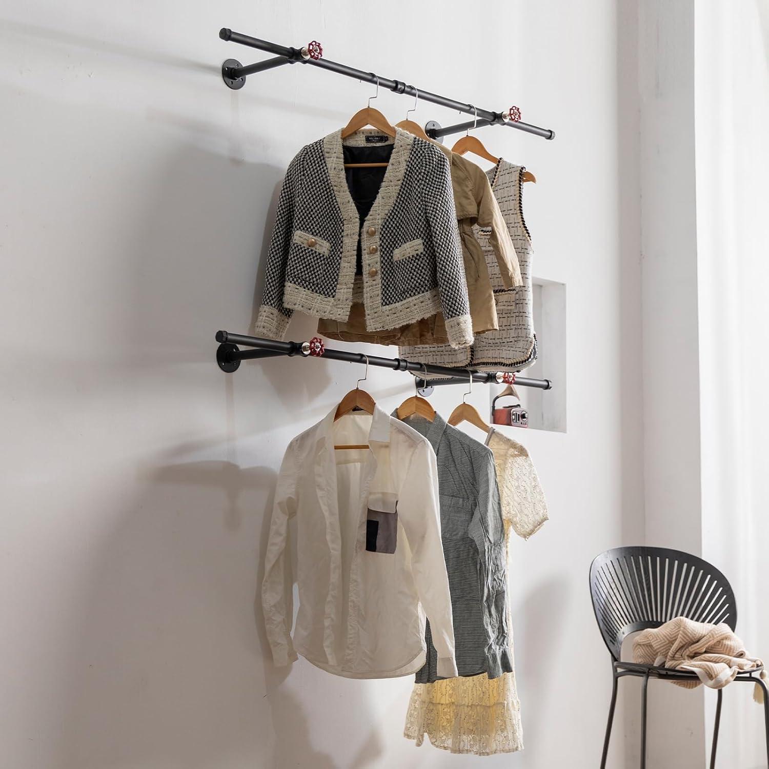 Perchero de Ropa Montado en Pared Homeyeeng Industrial 22.68kg