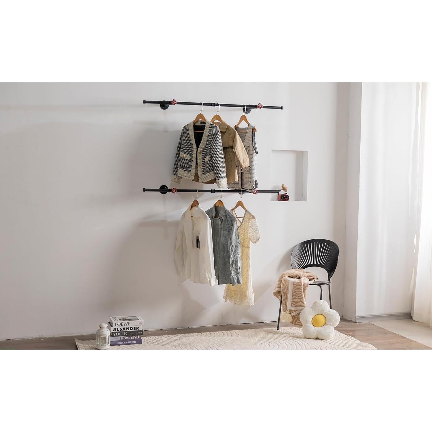 Perchero de Ropa Montado en Pared Homeyeeng Industrial 22.68kg