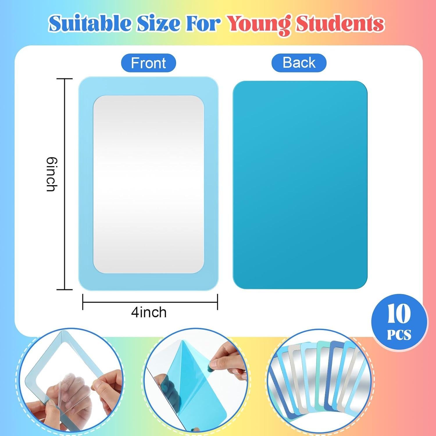 Espejos Pequeños Dandat Irrompibles 10 Pcs 15.24x10.16 cm Azul