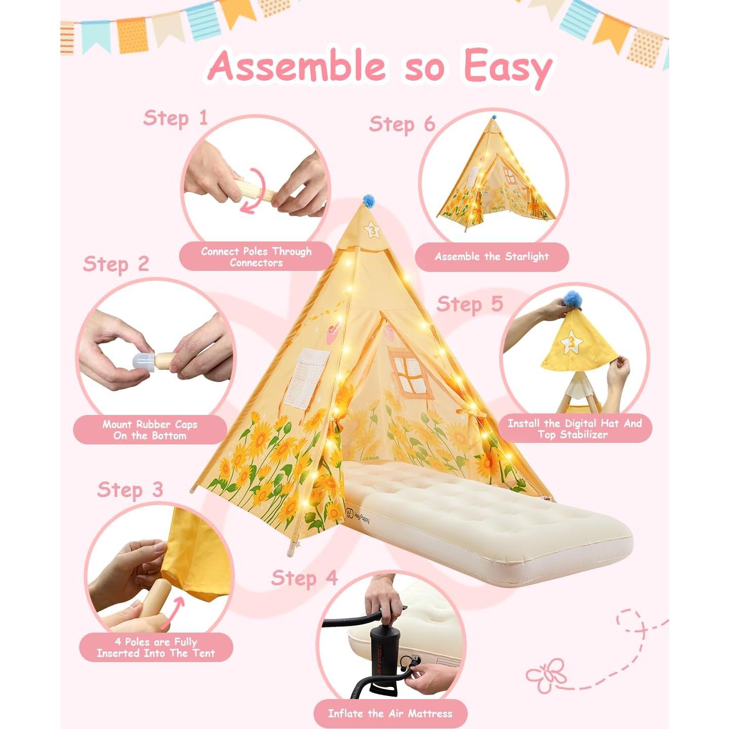 Tienda Tipi para Niños Heypappy - 6 Paquetes con Colchón Inflable