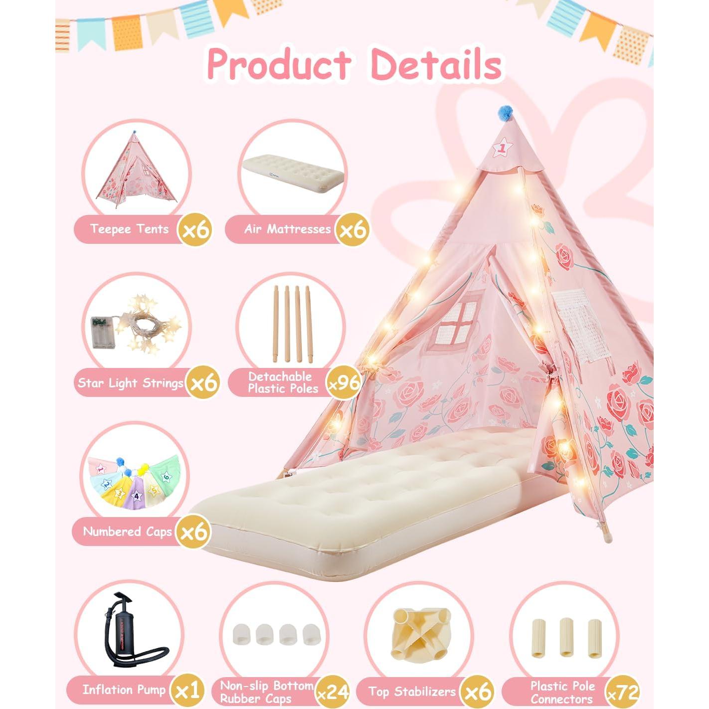 Tienda Tipi para Niños Heypappy - 6 Paquetes con Colchón Inflable