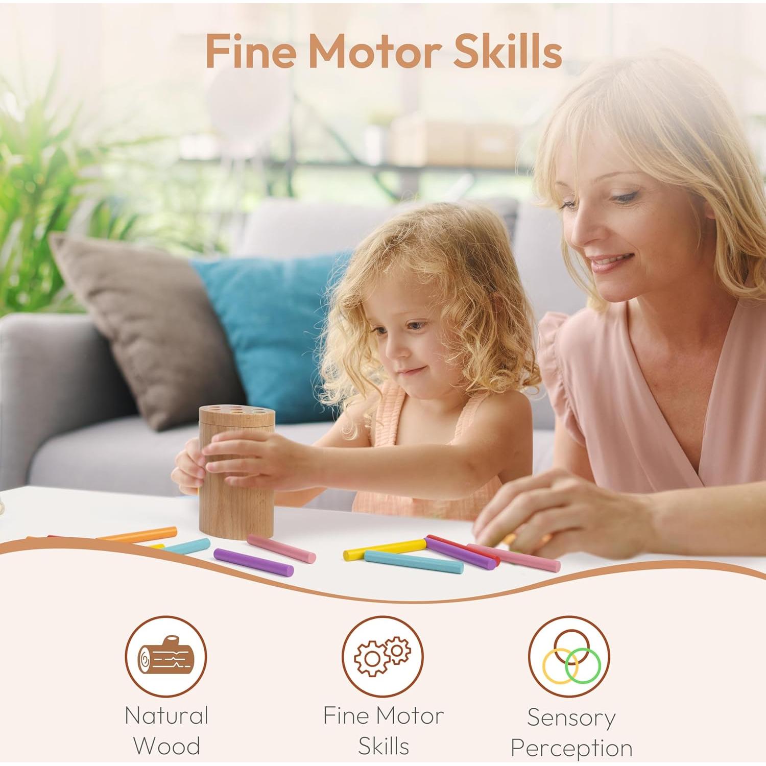 Juguete Montessori de Palitos de Madera Woodtoe - 14 Piezas