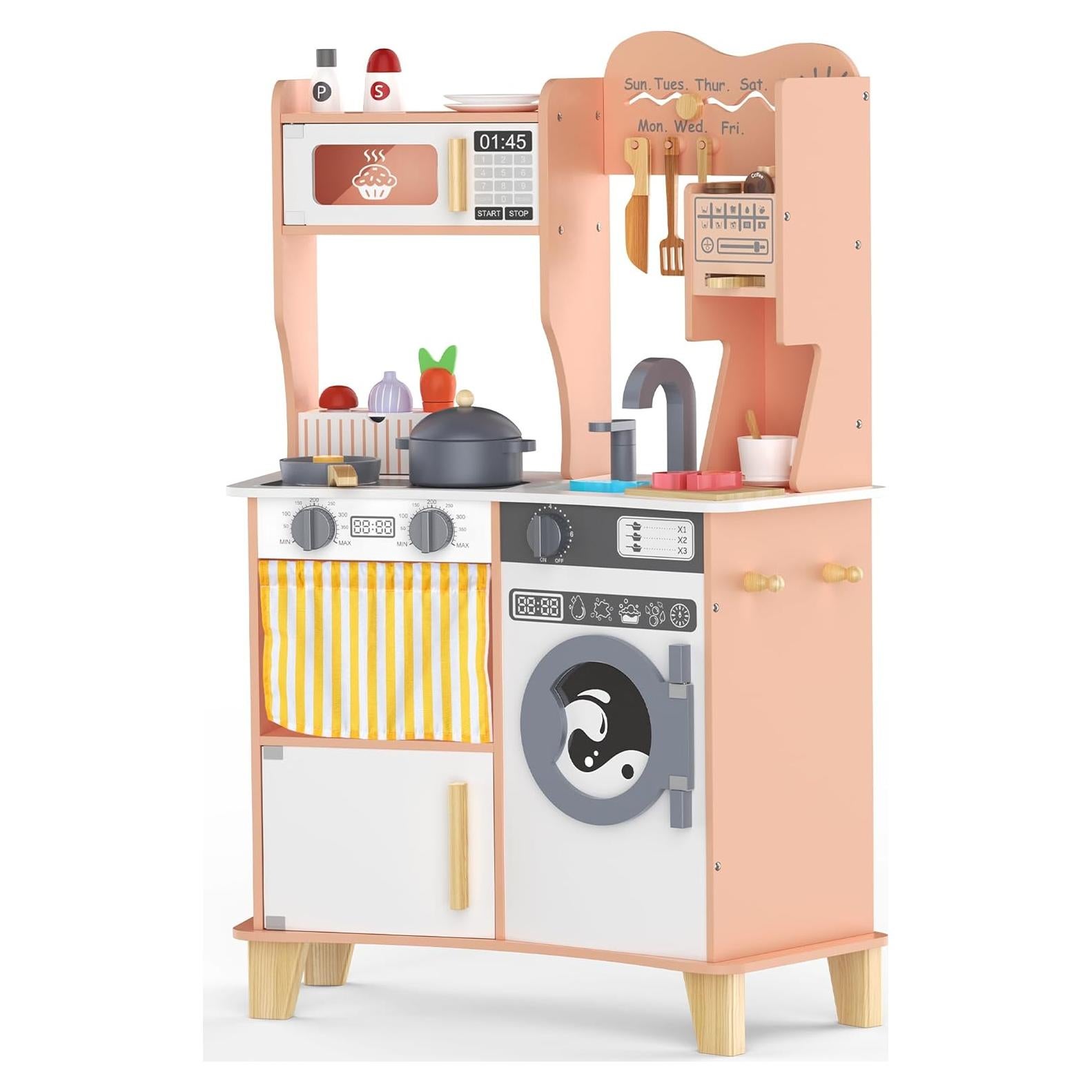 Cocina de Juguete ANPABO Rosa con 25 Piezas para Niños 2+