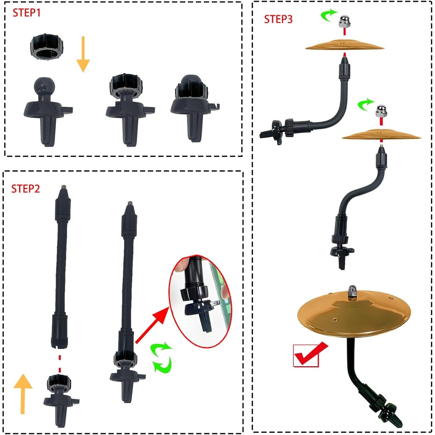 Cymbal de coche SCCUP 5.7" Oro para bateristas - Soporte ajustable