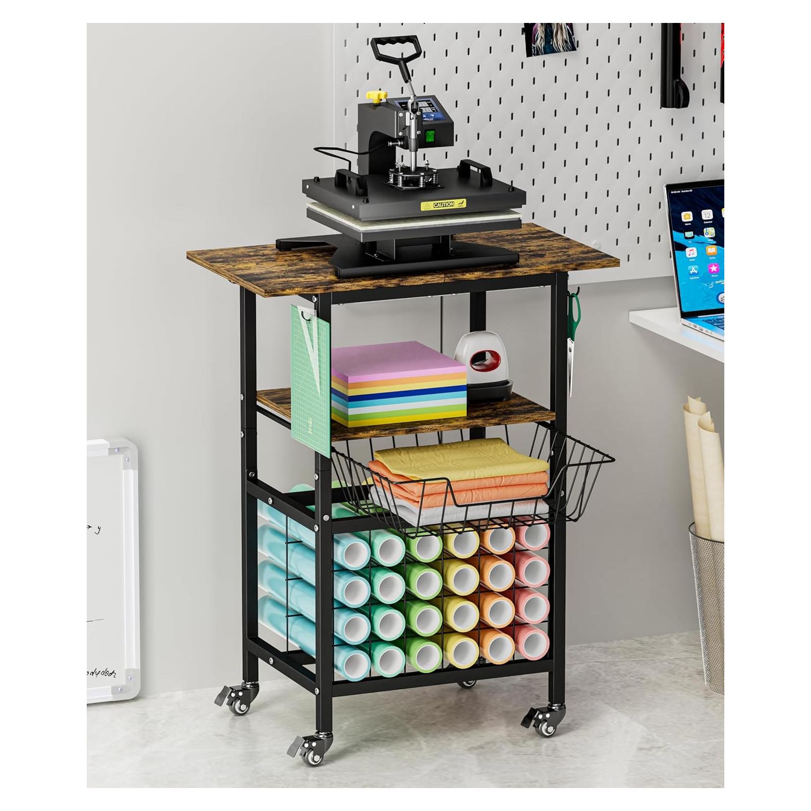 Carro de Prensa Térmica Móvil Ardier con Canasta y Ganchos