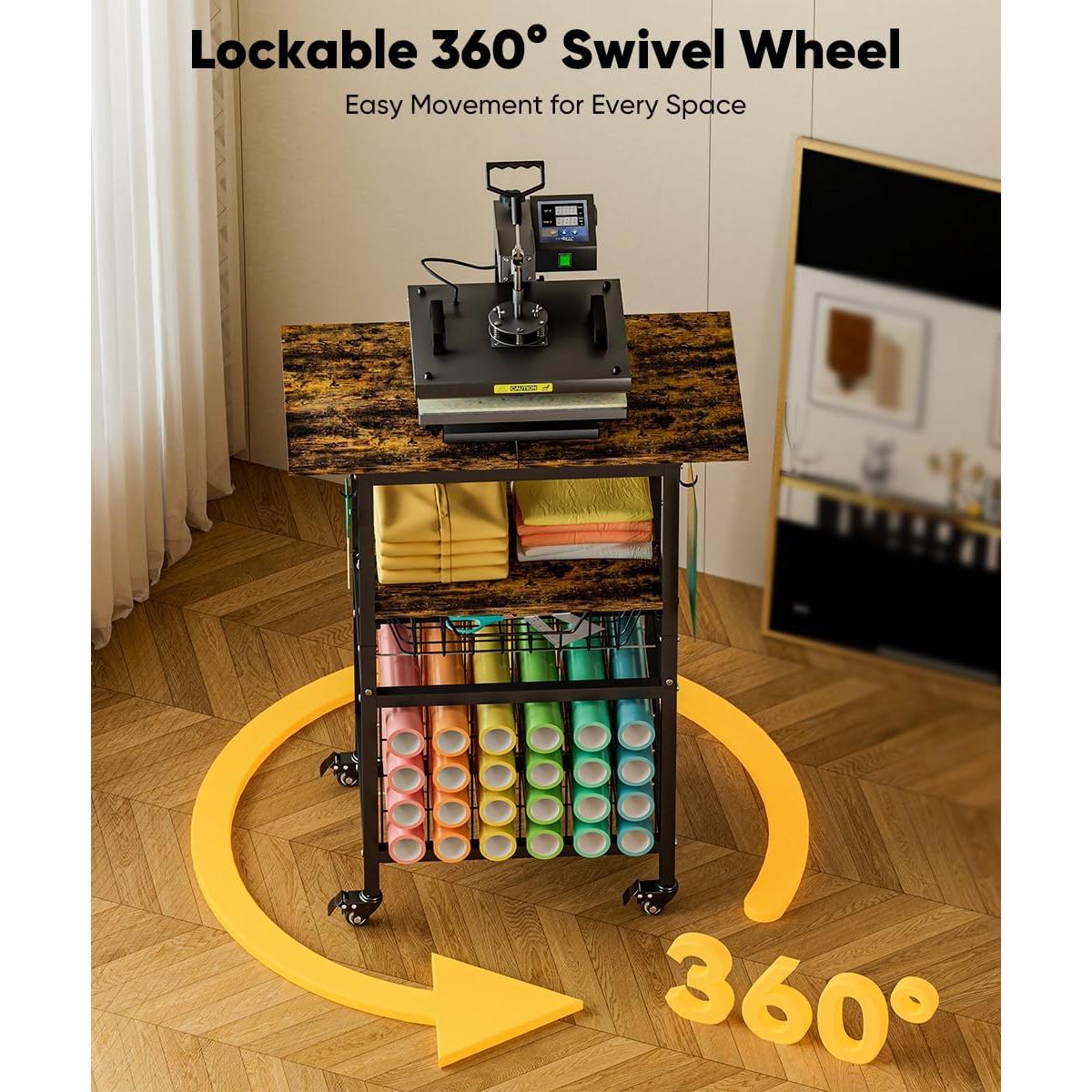 Carro de Prensa Térmica Móvil Ardier con Canasta y Ganchos