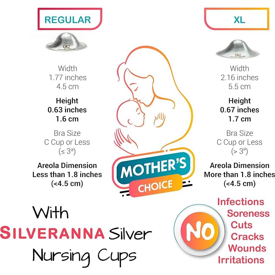 Copas de Lactancia de Plata Tri-Laminada 925k - X-Large