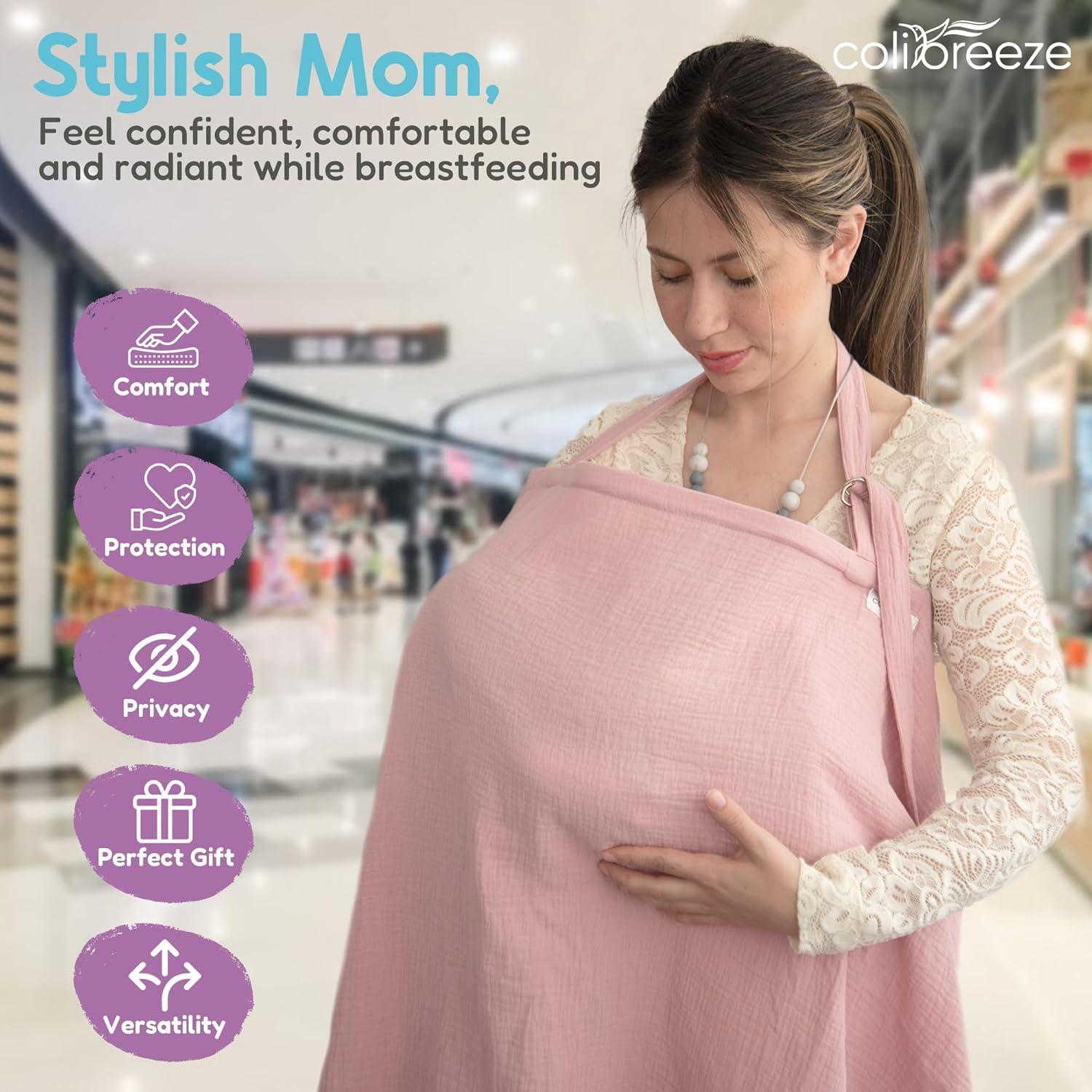 Cubierta de Lactancia Colibreeze Rosa - 100% Algodón Transpirable