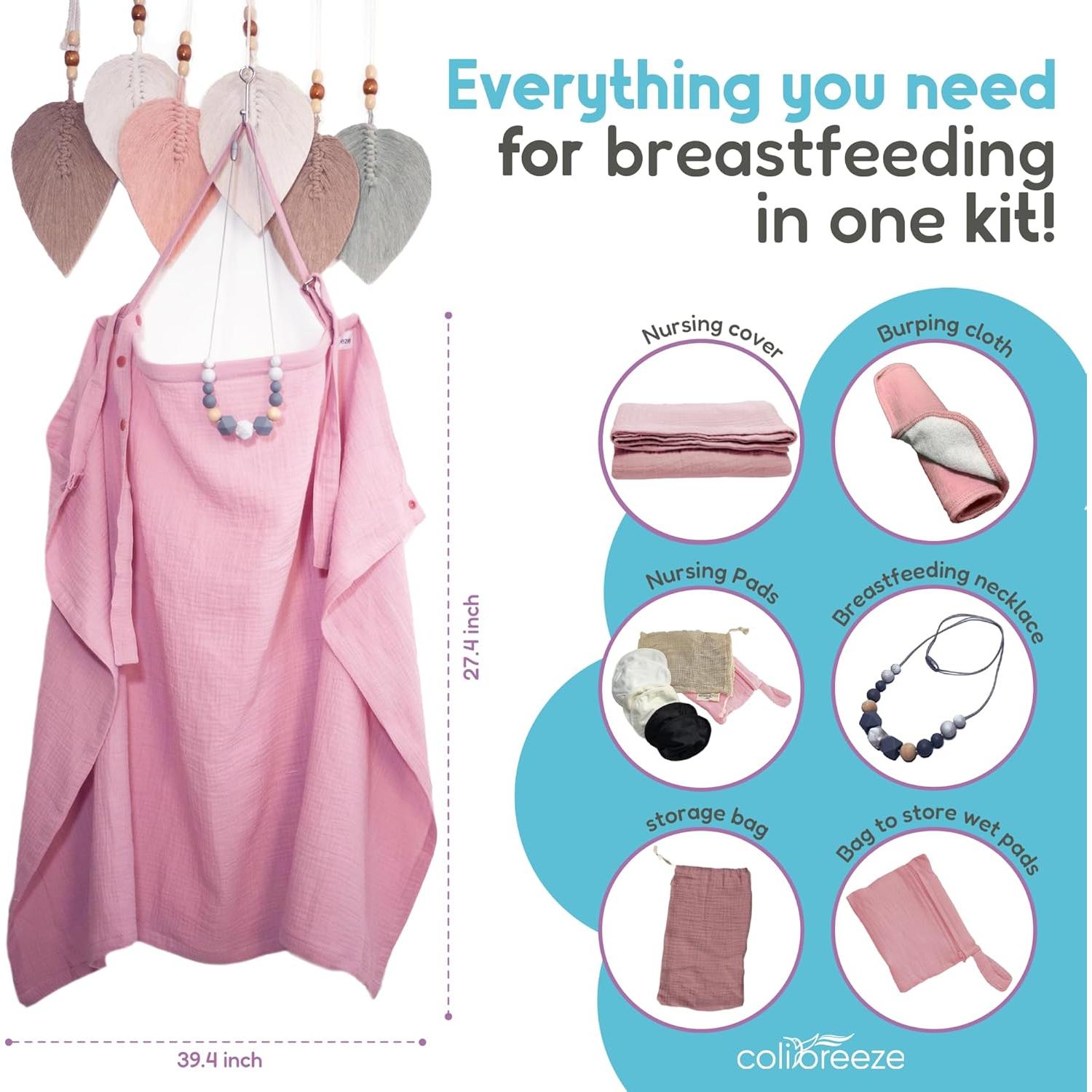 Cubierta de Lactancia Colibreeze Rosa - 100% Algodón Transpirable