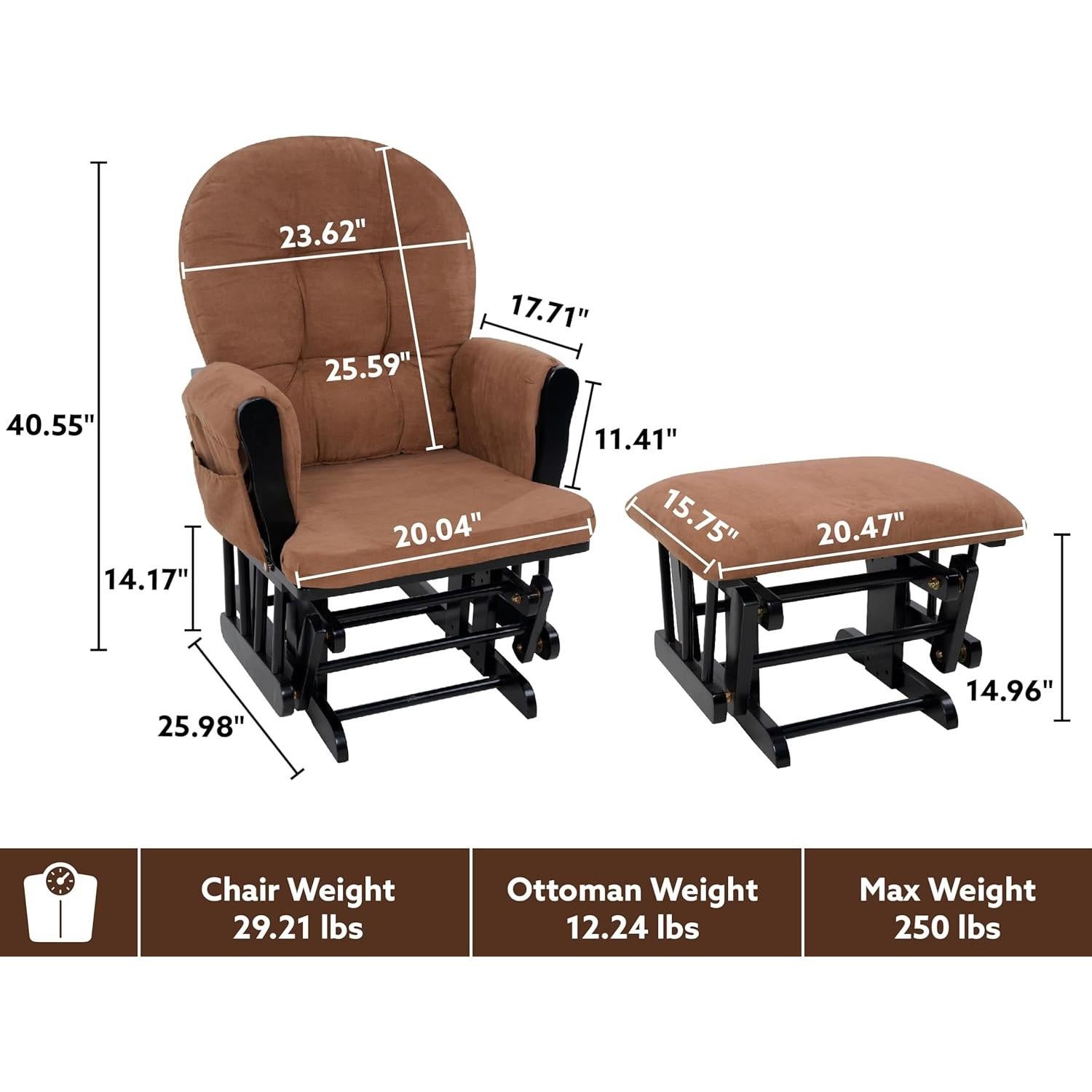 Conjunto Glider y Ottoman Naomi Home - Silla de Lactancia Negro