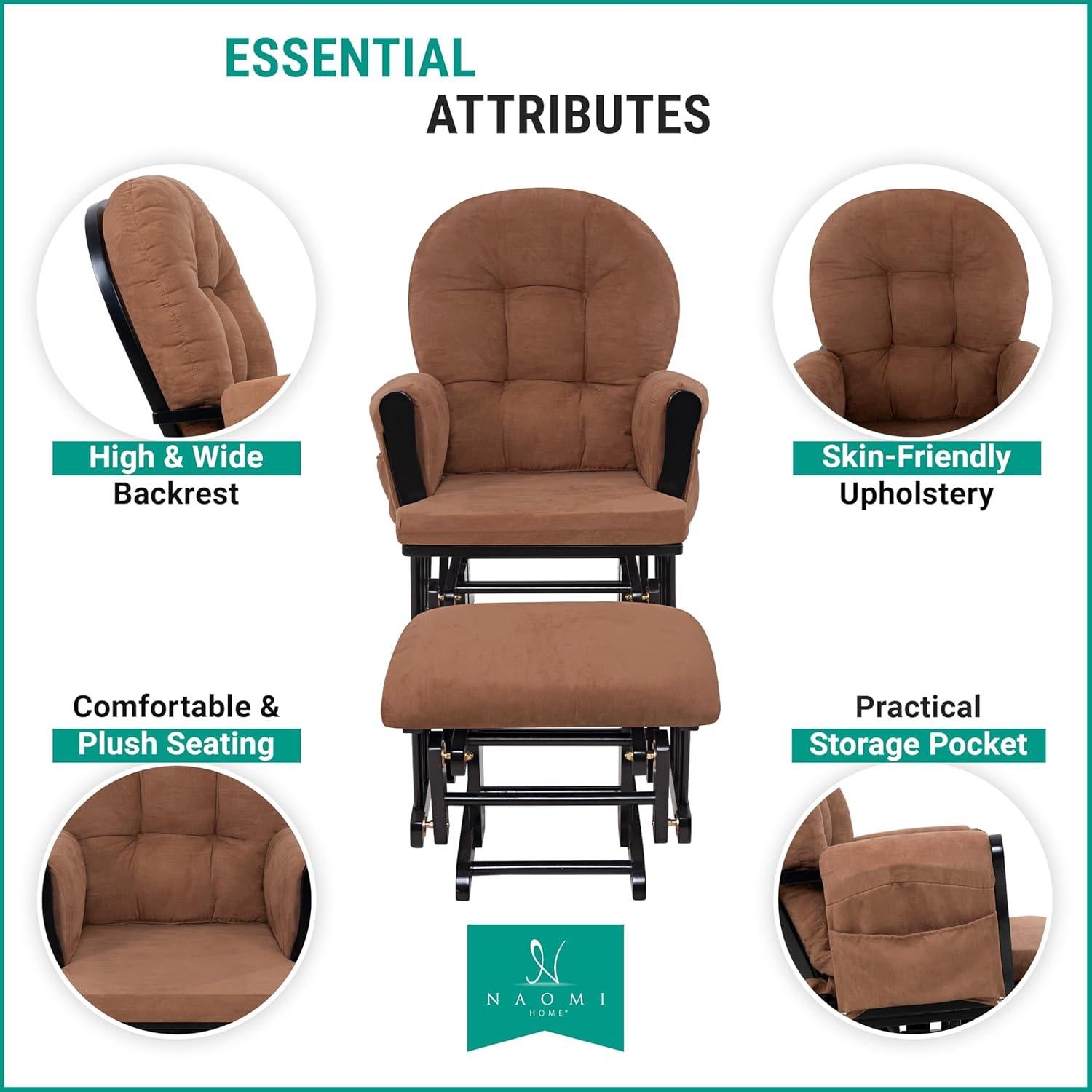 Conjunto Glider y Ottoman Naomi Home - Silla de Lactancia Negro