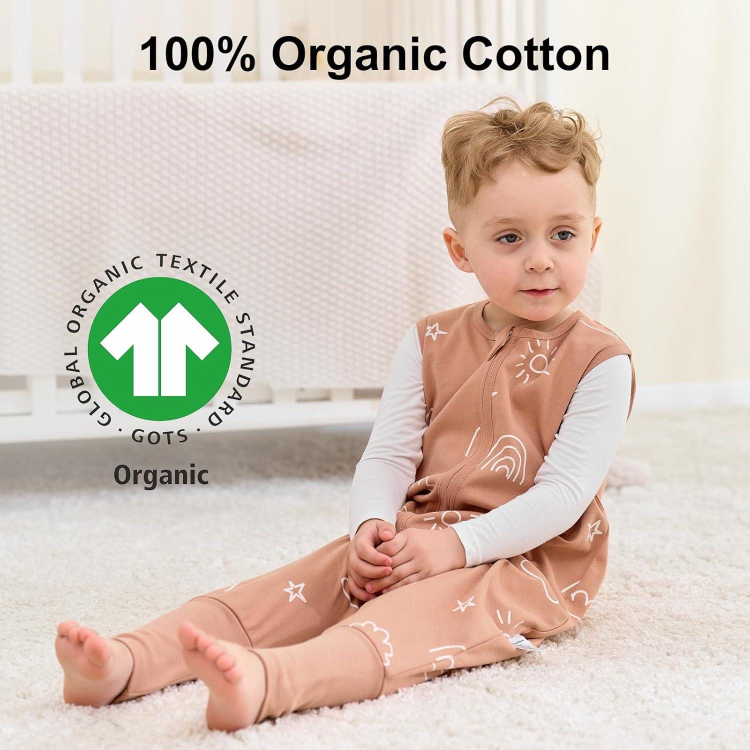 Saco de Sueño Yoofoss 3-4T 100% Algodón Orgánico con Pies