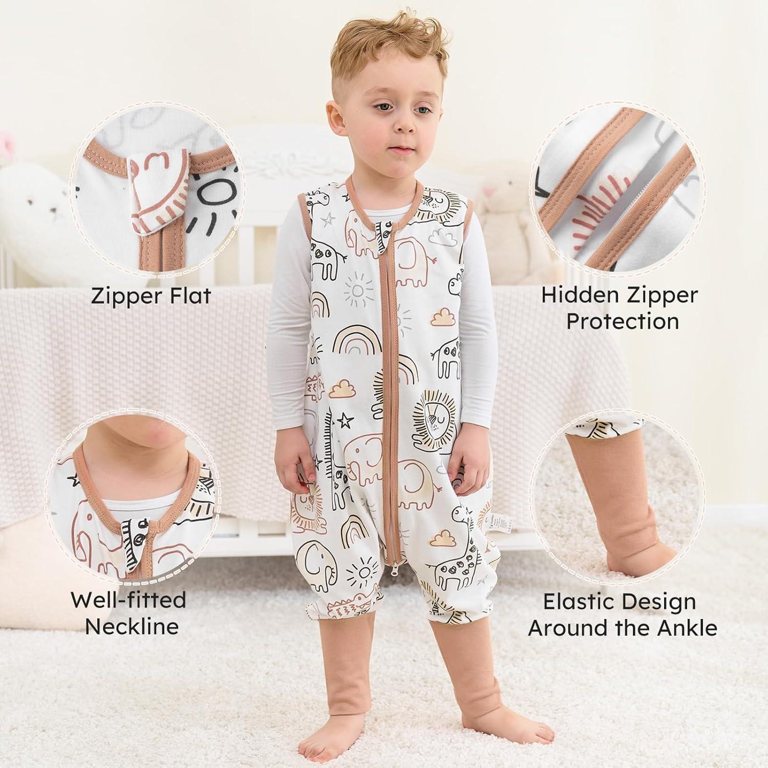 Saco de Sueño Yoofoss 3-4T 100% Algodón Orgánico con Pies