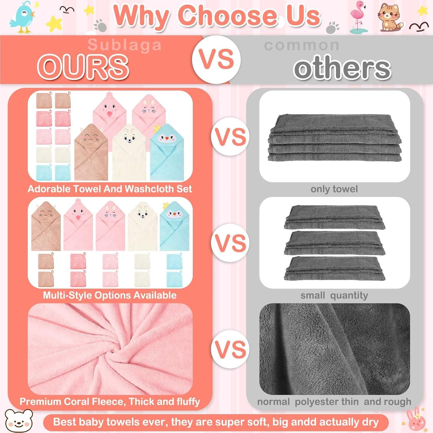 Toallas con Capucha para Bebés Sublaga - 15 Piezas Suaves y Absorbentes