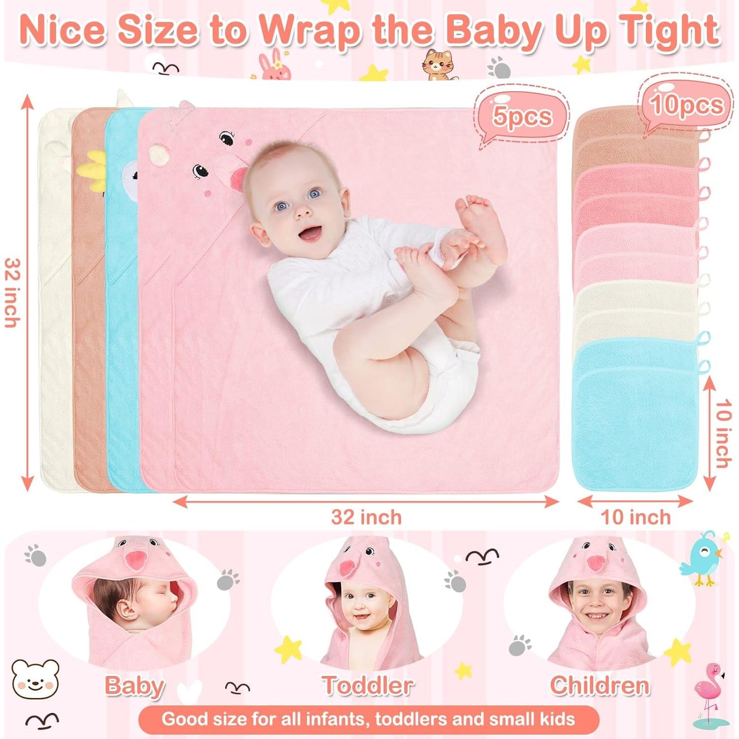 Toallas con Capucha para Bebés Sublaga - 15 Piezas Suaves y Absorbentes