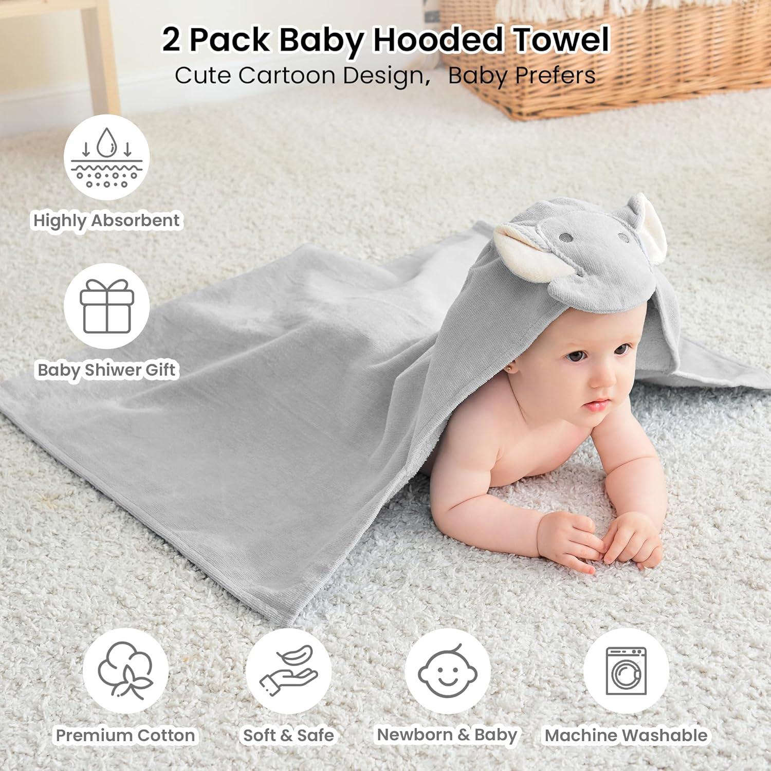 Toallas de Baño con Capucha Mooreeke 100% Algodón 2 Piezas