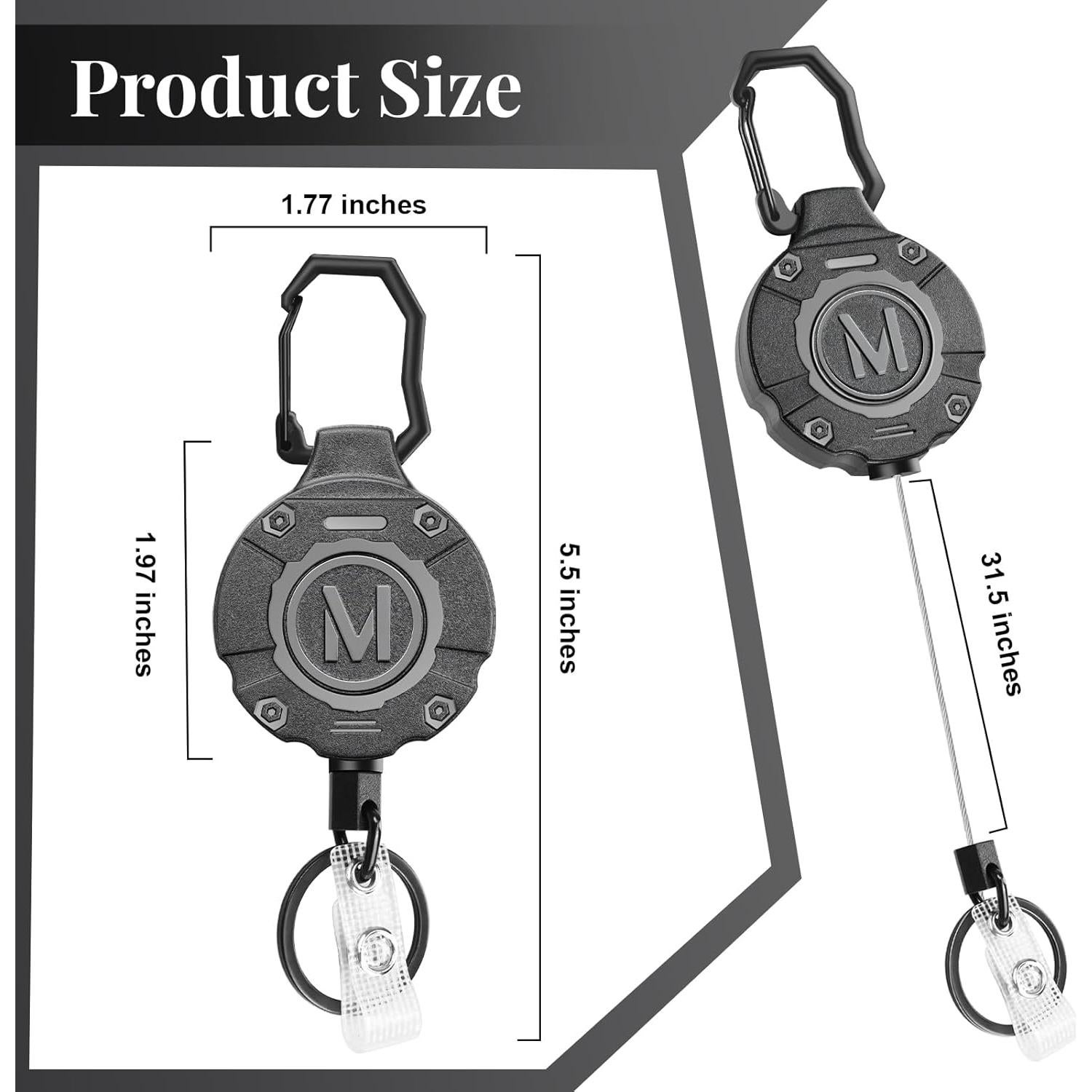 Paquete de 2 llaveros retráctiles Maileto con clip y carabineros