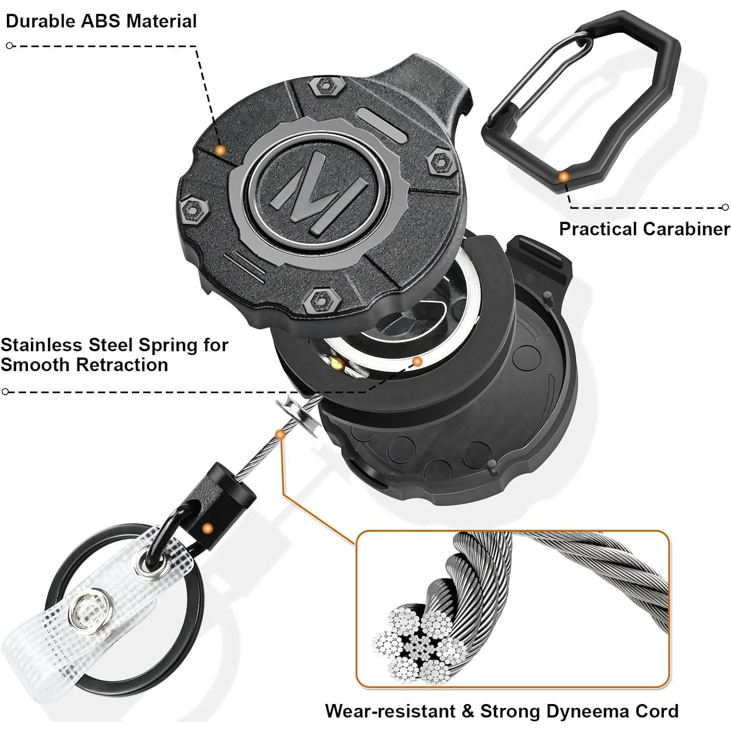 Paquete de 2 llaveros retráctiles Maileto con clip y carabineros