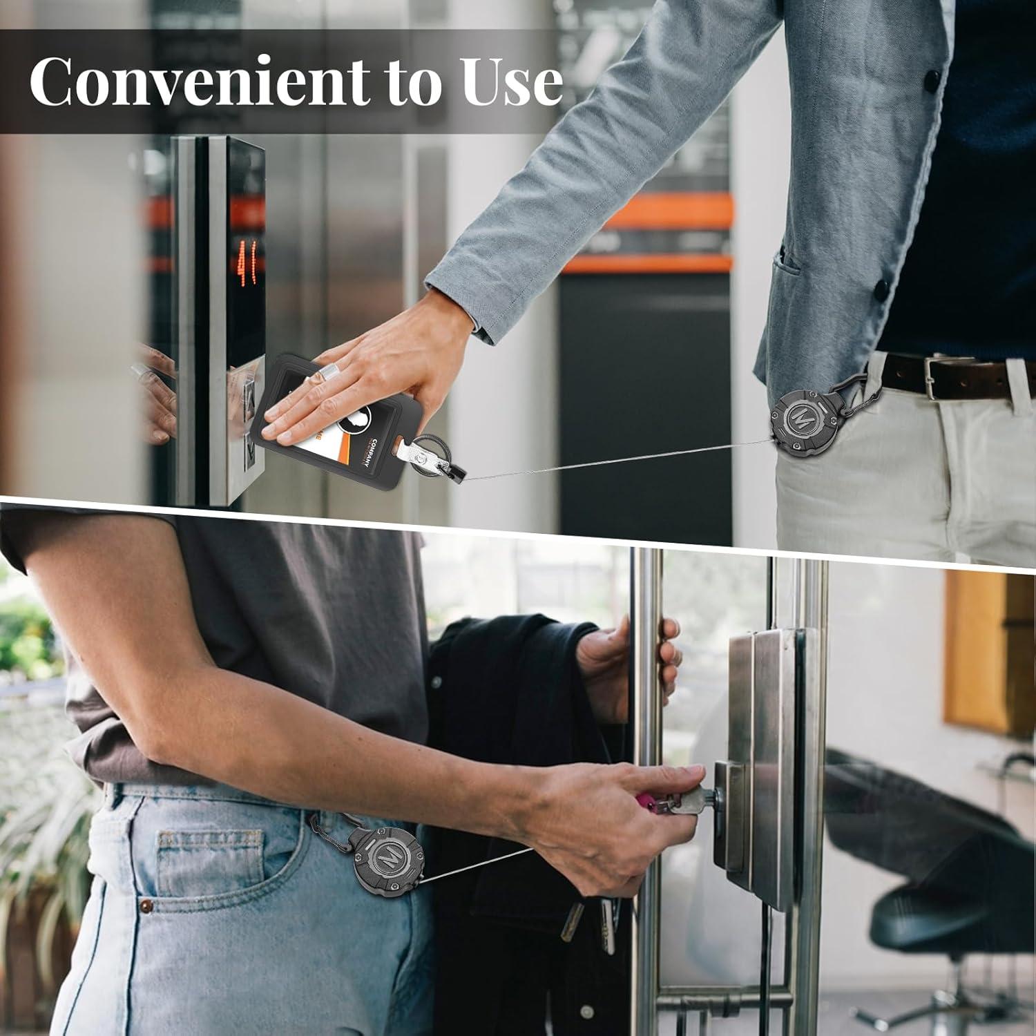 Paquete de 2 llaveros retráctiles Maileto con clip y carabineros